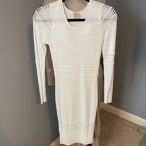 Torn Ronny Kobo Long Sleeve White Body Con Dress S